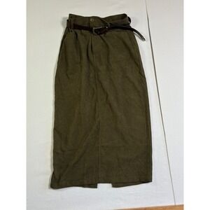Cider Olive Green Maxi Skirt with Belt